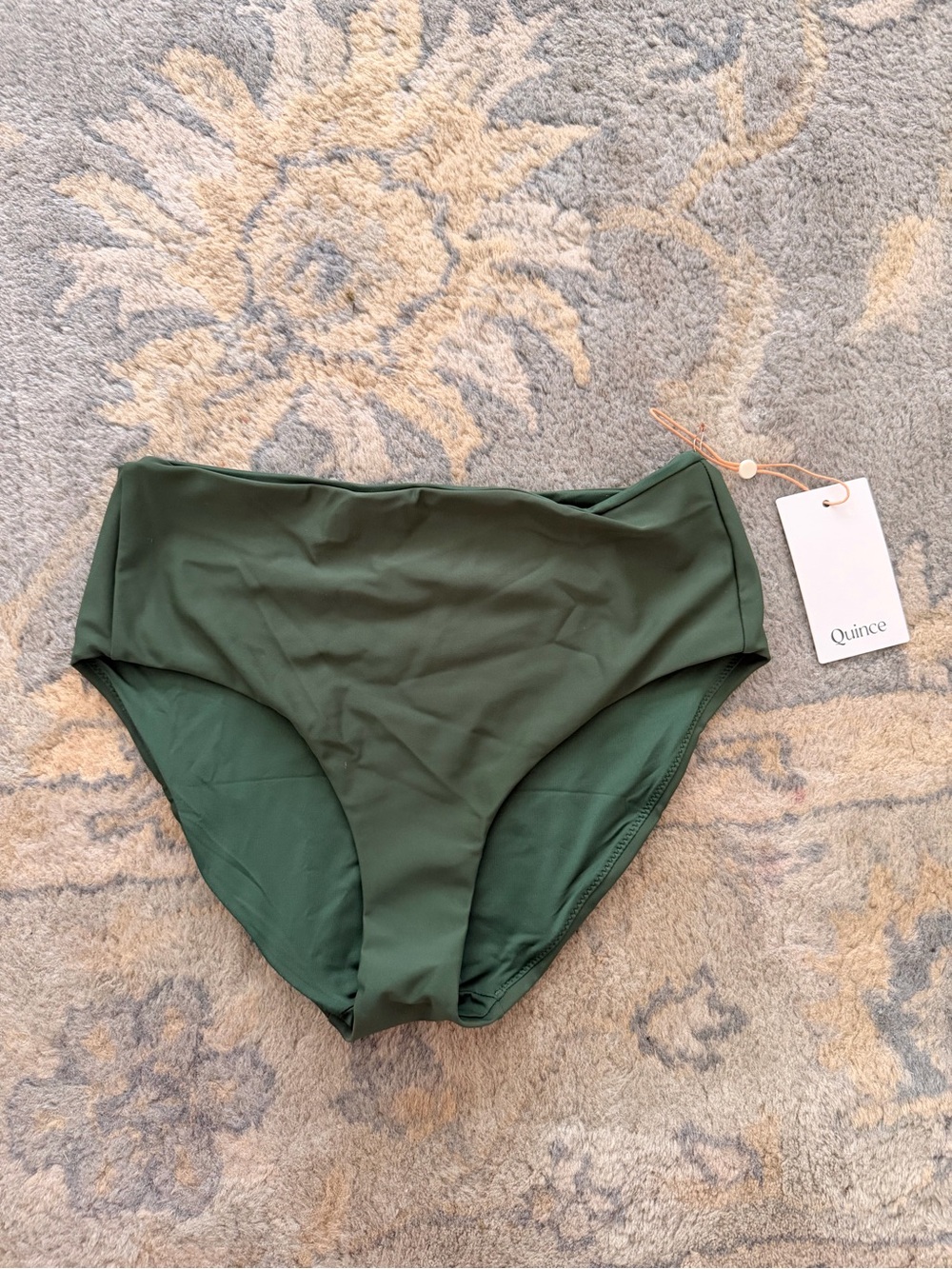 NWT Quince Italian High Rise High Leg Bikini bottom small Palm color